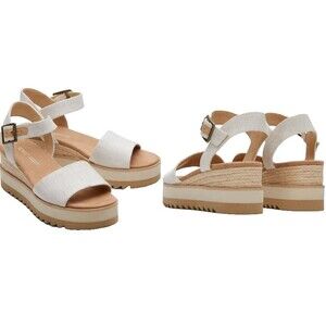 TOMS Diana Platform Wedge Sandals 9.5W Natural Yarn Dye Pre‑Owned Espadrille